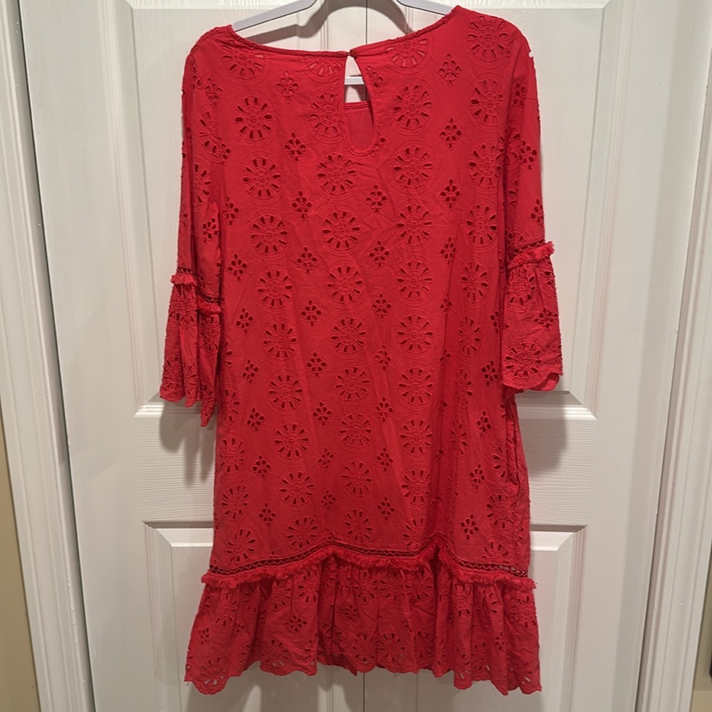 Anthropologie Dani Pink Eyelet Lace Sheath Dress size 8 - Picture 8 of 9